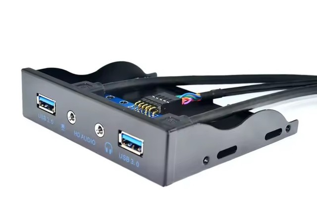 3.5" 20Pin to 2 USB 3.0 Port HUB + HD Audio PC Floppy Expansion Front Panel Rack for Computer PC With Audio Cable 9PIN-9PIN NEW