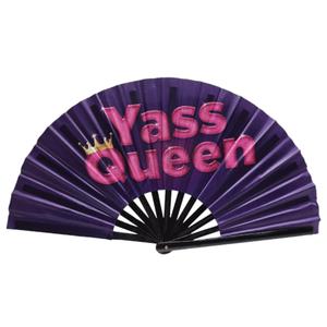 Impresión personalizada Yass Queen <span class=keywords><strong>Bamboo</strong></span> Clack Fan Ventilador de mano - Product Image 1