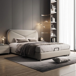<span class=keywords><strong>Cama</strong></span> Queen-size de Cuero Genuino de Alta Gama, Sofisticada y de Lujo, con Estructura Metálica, Diseño Moderno y <span class=keywords><strong>Minimalista</strong></span>, Personalizable, <span class=keywords><strong>Cama</strong></span> Suave - Product Image 5