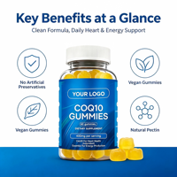 Gummies CoQ10 Coenzyme Q10 pour la Santé de la Peau, l'Hydratation, le Soulagement du Stress, le Soutien Immunitaire et le Bien-être Quotidien pour Adultes, Femmes et Hommes
