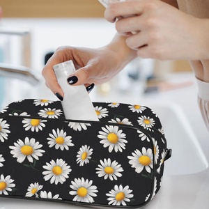 Trousse de Toilette Portable à Fermeture Éclair, Grande, Style Simple, Motif Fleurs Mignonnes, Logo Personnalisé, Prix Abordable - Product Image 6
