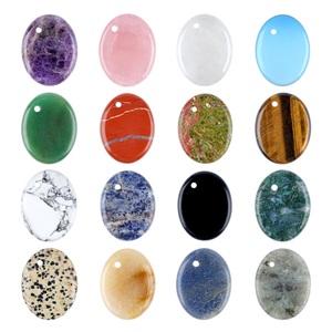 Colgantes Ovalados de Piedra Natural al por Mayor, Cuentas Ovaladas Planas con Orificio Lateral para Fabricación de Joyas DIY, Amuletos de Cristal Curativo para Collares - Product Image 4