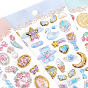 Autocollants 3D en cristal gonflés en forme de <span class=keywords><strong>lapin</strong></span> Kawaii <span class=keywords><strong>japonais</strong></span>, autocollants à bulles en époxy avec feuille d'or pour scrapbooking et décoration de coque de téléphone - Product Image 6
