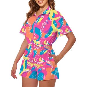 Mono Retro de los Años 80 para Mujer, Marca FOXA, con Cierre, para Fiestas, Ejercicio, Transpirable, de Poliéster, Manga Corta - Product Image 1