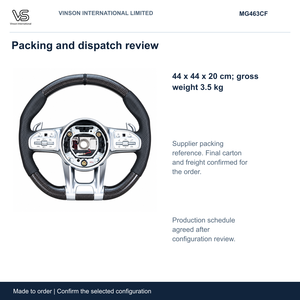 Volant à fond plat en fibre de carbone pour Mercedes Benz Classe G W463 2011 2018 Commandes argentées Centre ouvert MG463CF - Product Image 6
