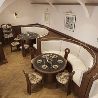 Ensemble de meubles de restaurant classiques de luxe, tables rondes, chaises à dossier haut avec motifs floraux, vente en gros moderne