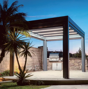 Pergola en aluminium à lames orientables sur mesure <span class=keywords><strong>6x3</strong></span> pour l'extérieur, abri de voiture imperméable et parking avec couvertures de patio de jardin d'hiver gratuites - Product Image 2