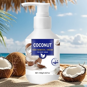 Crème dépilatoire à base de plantes de noix de coco pour femmes 100G 8 minutes Dépilatoire rapide Parfum frais de noix de coco Visage Corps Tous types de peau Apaisante - Product Image 5