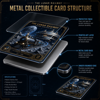 Cartes de collection en métal personnalisées, impression HD du chemin de fer lunaire, carte de collection en acier inoxydable pour les collectionneurs de TCG, cadeau de luxe