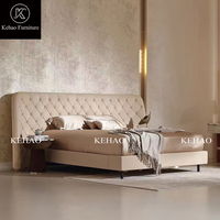 Luxuriöses Diamant-Gestepptes Polsterbett Extra Breites Kopfteil Stoff-Plattformbett Modernes Kingsize-Bett für Hauptschlafzimmer