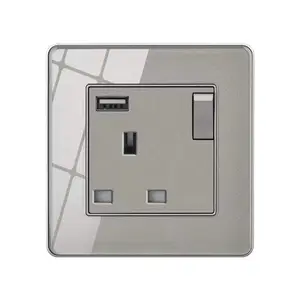 Multi-function three-pole five-hole dual USB power socket panel with switch