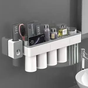 Tutti gli accessori per il bagno di vendita calda di orgoglio, vale a dire, <span class=keywords><strong>portabicchieri</strong></span> creativi a forza magnetica in <span class=keywords><strong>plastica</strong></span> 4 bicchieri di lavaggio porta spazzolini da denti - Product Image 1