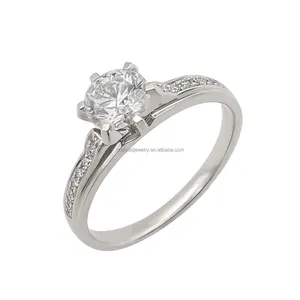 AU585 14k Popular Fine Jewelry Rings White Gold Moissanite Ring Customize Design Wholesaler Min Order Is 1