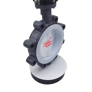 YomteY Lined <b>PTFE</b> Butterfly Valve Ductile Iron Wafer Type Manual Soft Seal Room Temperature Weak Acid Base Media - Product Image 4