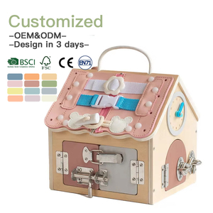 Nuevo Juguete Educativo <span class=keywords><strong>de</strong></span> Madera Multifuncional Personalizado, Caja <span class=keywords><strong>de</strong></span> Actividades Sensoriales Montessori con Cerraduras, Pestillos y Cremallera - Product Image 1