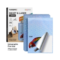 Etiqueta de hoja A4 troquelada PET holográfica de inyección de tinta 8,5*11 papel adhesivo de vinilo autoadhesivo impermeable para impresora Epson