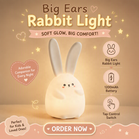 Mini lampe de nuit LED en silicone en forme d'animal pour enfants - Changeant de couleur - Rechargeable par USB - Lampe de chevet à intensité réglable - Cadeau