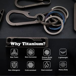 Trọng lượng nhẹ 18mm 25mm 32mm <span class=keywords><strong>GR5</strong></span> hợp kim titan sử dụng ngoài trời vòng chìa khóa/chuỗi với dịch vụ Uốn - Product Image 4