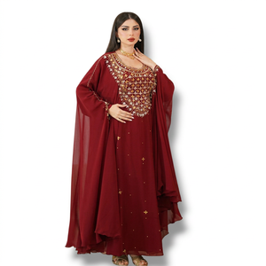 Wholesale Ethnic Wedding Evening Party Wear <b>Kaftan</b> Long Sleeve Floor Length Lightweight Plus Size Polyester Handmade <b>Sequined</b> - Product Image 4