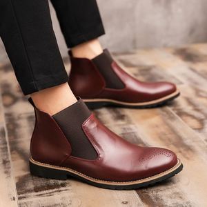 Hot Selling Large Size38-46 Leather Shoes High Top Brogue Carved Casual <b>Boots</b> - Product Image 3
