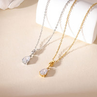 Collier pendentif en cristal bicolore or et argent pour femme, en acier inoxydable 316L, forme poire, chaîne délicate, bijou cadeau