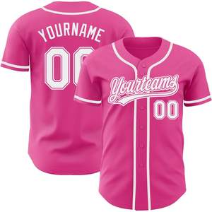 Maillot de baseball personnalisé rose blanc Chemises à manches courtes à rayures personnalisées Créez votre propre ensemble de softball Hip Hop - Product Image 5