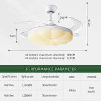 Ventilador de Techo LED Moderno con Luces, Control Remoto para Oficina en Casa, Lámpara de Araña con 3 Cambios de Color