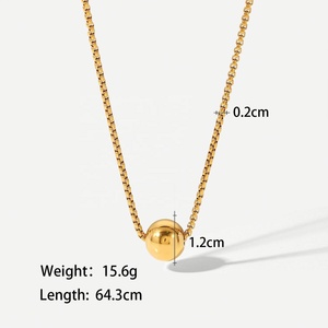 สร้อยคอแฟชั่นแบบสั่งทำพิเศษ ทอง 18K สแตนเลสสตีล กันน้ำ สำหรับผู้หญิง พร้อมจี้รูปทรงกลมและโซ่แบบกล่อง - Product Image 6