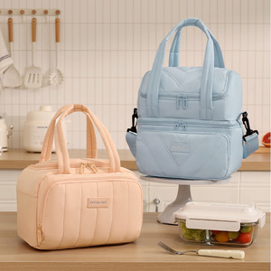 Beilian Double Layer Bento Bag <b>Insulated</b> Large Capacity <b>Lunch</b> <b>Box</b> For Office Workers - Product Image 2