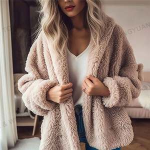 Womens Ladies Winter Fall Casual Oversized Warm Cozy <strong>Teddy</strong> Bear Shearling Fluffy Fuzzy <strong>Fleece</strong> Outerwear Sweater Jacket <strong>Cardigan</strong> - Product Image 6