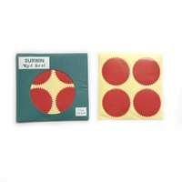 Autocollants gaufrés pour enveloppes et certificats, autocollants adhésifs pour sceaux de récompense, étiquettes vierges à sceller, forme en zigzag, couleur rouge