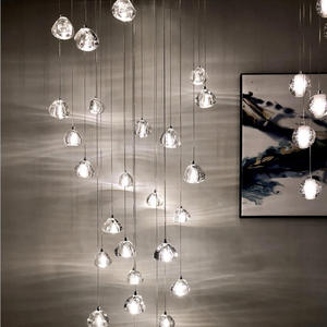 Lámpara Colgante de Lujo con Múltiples Luces LED, Esfera Espiral de Cristal, Burbujas Largas, para Escaleras y Techos - Product Image 6