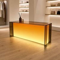 Comptoir de bar LED en acrylique transparent de luxe, comptoir de réception en acrylique dégradé, bureau lumineux, comptoir à boissons pour la décoration de bar à domicile