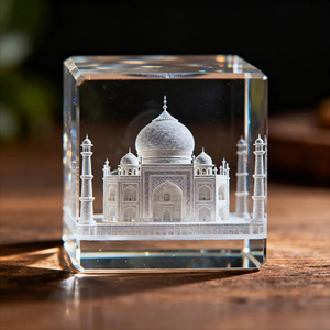 Hbl pha lê xây dựng trong suốt rõ ràng chặn giấy K9 pha lê Cube trống pha lê món quà lưu niệm cho Taj Mahal khắc - Product Image 5