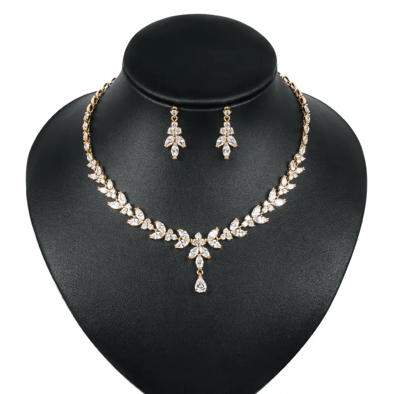 DAICY new fashion high end zircon bling bling bridal necklace set