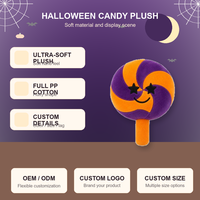 Peluche personnalisée en forme de sucette pour Halloween, jouet en peluche doux, poupée sucette, décoration de fête sur le thème des yeux d'étoile effrayants, faible MOQ, support OEM ODM