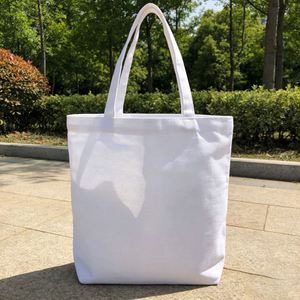 Sac fourre-tout en toile blanche personnalisé de grande taille, 100% coton, avec poche et fermeture éclair pour des courses pratiques - Product Image 1