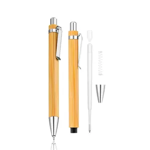 CJ428 baskılı kazınmış özel Logo tükenmez kalem kutu için basın reklam ofis okul iş hediye ahşap tükenmez kalem bambu kalem