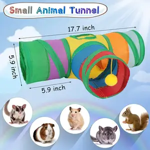 Pig Tunnels Tubes Collapsible Pet 3 Way Play Tunnel Toys Small Animal Hideout Hideaway For Chinchilla Ferret Hamster Rat