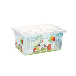Household plastic in-mold labeling custom design children storage box organizer toy container