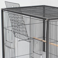 Grande cage à oiseaux en métal élégante pour pigeons et perroquets, en fil de fer et tube carré, avec roues, barres d'accès, mangeoires et plateau DEM/DOM