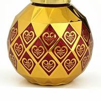 Flacon de parfum 10 ml en forme d'oignon bombé, motif à carreaux dorés, avec applicateur à bille pour vaporisation, rechargeable, bouchon à vis, emballage carton