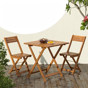 Ensemble de meubles de jardin Combohome 3 pièces pour petits balcons, ensemble de balcon en bois, chaise et table pliantes en bois massif pour jardin - Product Image 6