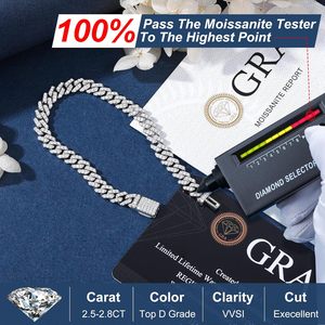 Cadena Cubana de Moissanita, Collar Cubano Miami, Chapado en Oro de 18k, Plata de Ley, Cadena de Moissanita con Incrustaciones de Diamantes - Product Image 4