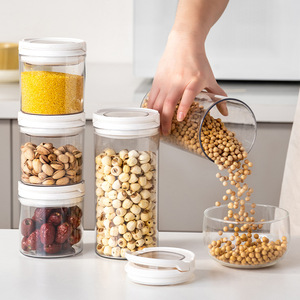 Airtight Kitchen Storage <b>Jars</b> Food Grade Cylinder With Plastic Lid 500ml 1000ml 1500ml For Dry Goods Grain Storage - Product Image 3