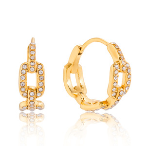 Pendientes de aro de acero inoxidable chapados en oro con diseño de cadena de cristal para mujer, regalo, joyería, accesorio de moda - Product Image 5