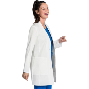 Camice Bianco Professionale da Donna per Medici e Infermieri, con Colletto a Risvolto, Maniche Lunghe e Tasche, Uniforme Ospedaliera - Product Image 3