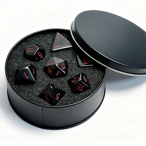Trò chơi bảng RPG DND với khối lập phương kỹ thuật số đa diện nhựa đen Retro Đỏ loạt xúc xắc - Product Image 5