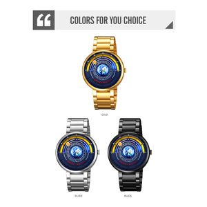 Montre à quartz analogique SKMEI pour homme avec design planète et fonction phase de lune, boîtier rond de 43 mm, fermoir pliant - Product Image 3