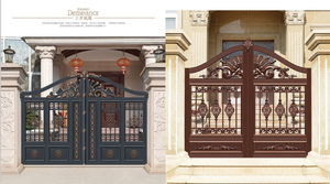 Puertas <span class=keywords><strong>de</strong></span> entrada personalizadas <span class=keywords><strong>para</strong></span> casa prefabricada, puertas automáticas <span class=keywords><strong>de</strong></span> <span class=keywords><strong>hierro</strong></span> forjado decorativas <span class=keywords><strong>de</strong></span> aluminio - Product Image 4